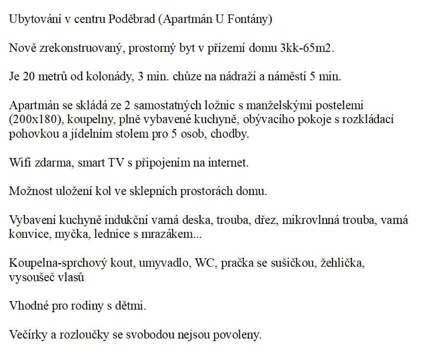 Apartman U Fontany Poděbrady Eksteriør billede